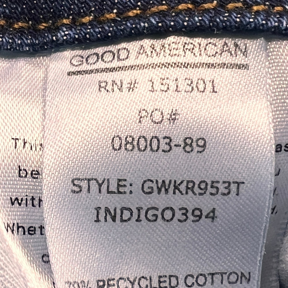 Good American Jeans Womens 20 Indigo GWKR953T High Rise Raw Hem Stretch Denim - Picture 5 of 13
